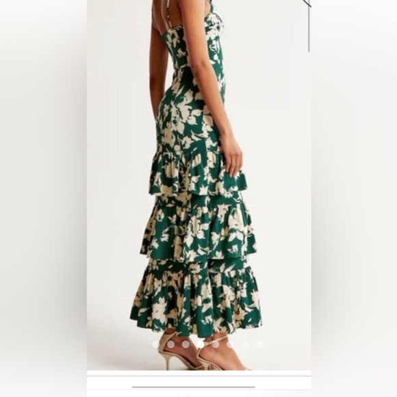 Abercrombie & Fitch Ruffle Tiered Maxi Dress, Green, Size S - Picture 2 of 10